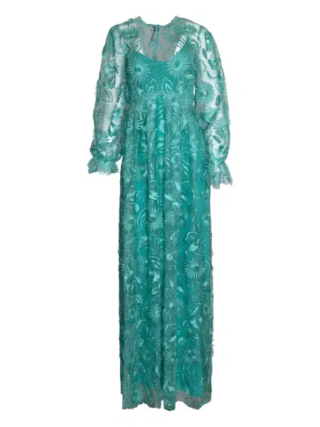 Rochie maxi Alberta Ferretti din tul de costum verde