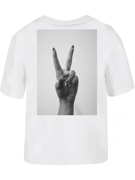 Miss Tee Tričko Peace Hand sivá / tmavosivá / čierna biela