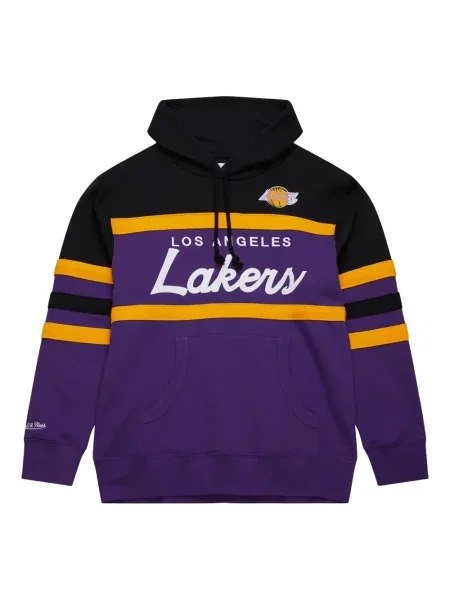 Prugasta majica s kapuljačom Mitchell & Ness ljubičasta