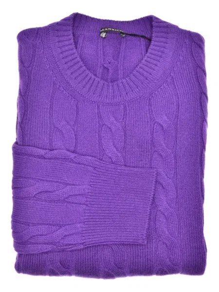 Pulover Manrico Cashmere din cașmir cu decolteu rotund violet