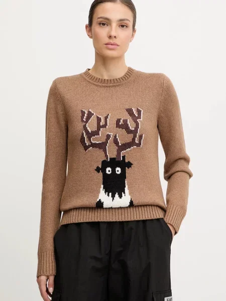 Emporio Armani pulover din amestec de lână maro