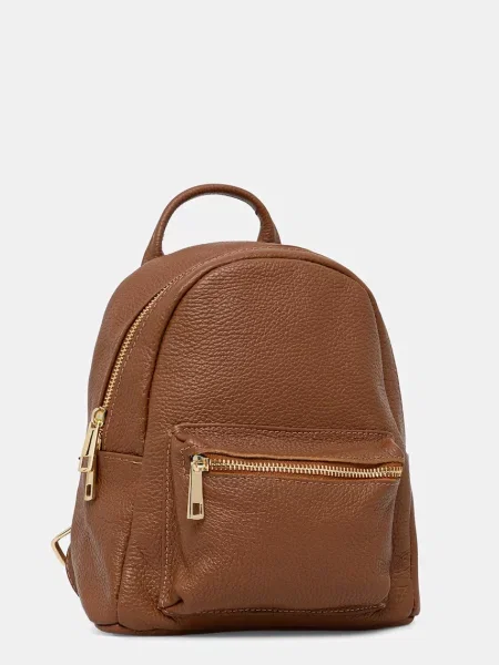 Кожаный однотонный маленький рюкзак Answear.lab коричневый
