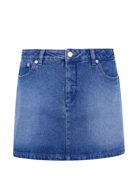 Fustă din denim A.p.c. în linie A albastru