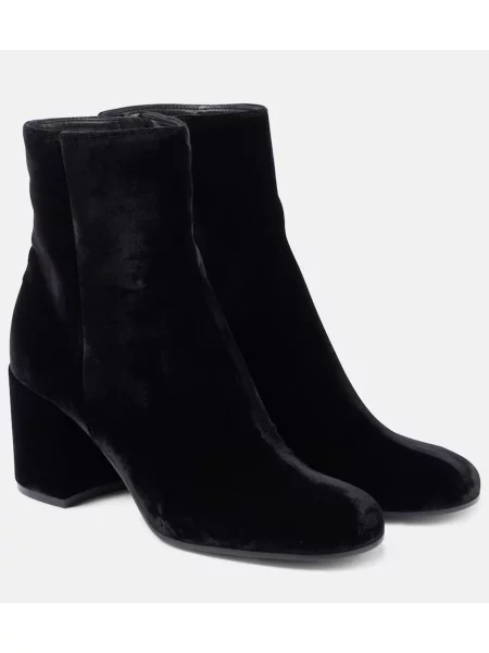 Gležnjarji Gianvito Rossi iz rebrastega žameta črna