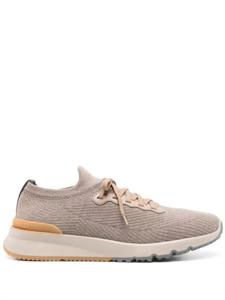 Sneakerși Brunello Cucinelli tricotate maro