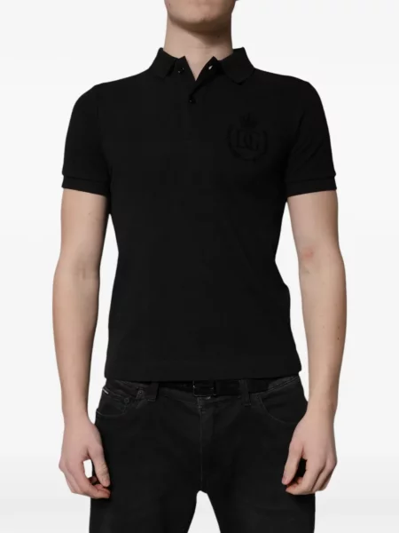Tricou polo Dolce & Gabbana cu autograf negru