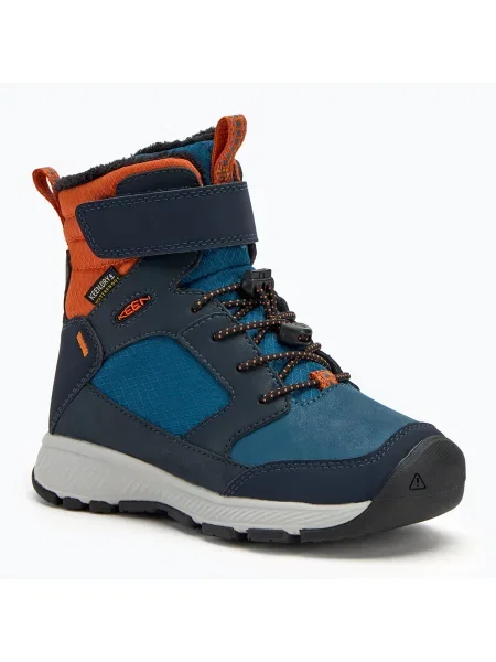 Детски ботуши за сняг KEEN Skua Winter WP sky captain/gold flame синьо