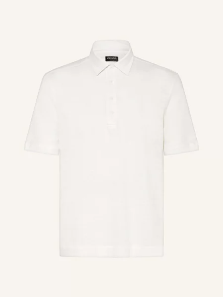 Zegna Koszulka Polo Z Lnu weiss białe