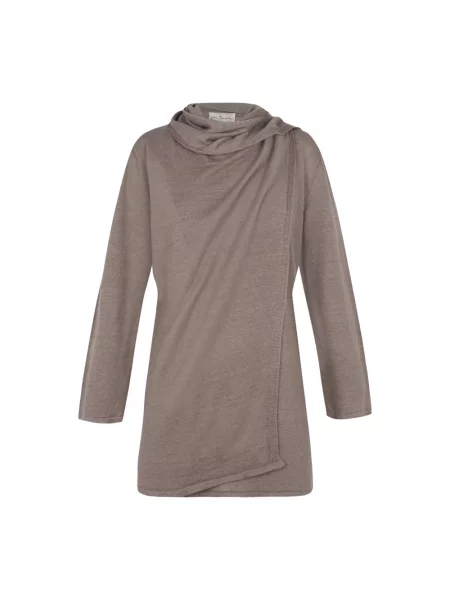 Lniany sweter Cortana kopertowy szary