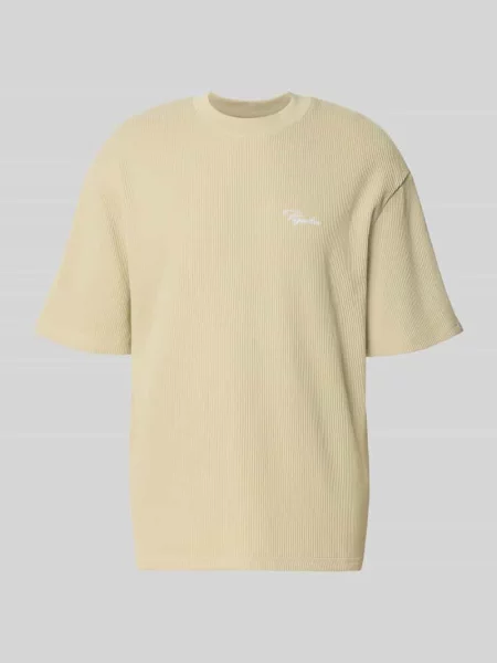 Oversized T-shirt ze strukturalnym wzorem Pegador khaki