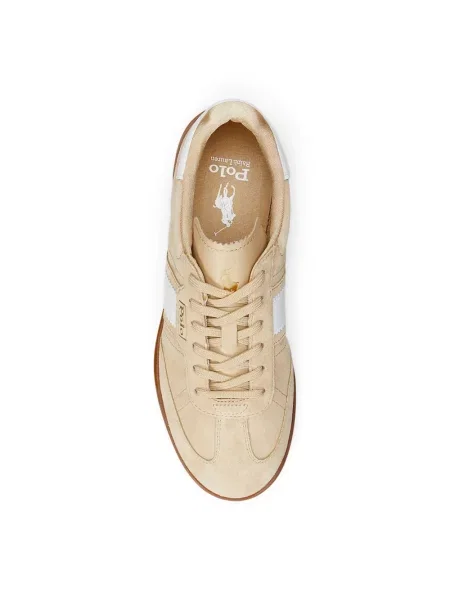 Sneakersy skórzane ze sznurowaniem Polo Ralph Lauren beżowe