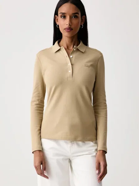 Tricou cu mânecă lungă Lacoste bej