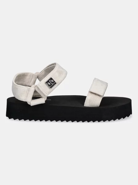 Armani Exchange sandały na platformie beżowy