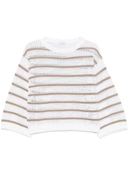 Sweter Brunello Cucinelli w paski biały