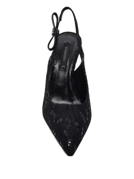 Pantofi cu toc Casadei din dantelă slingback negru