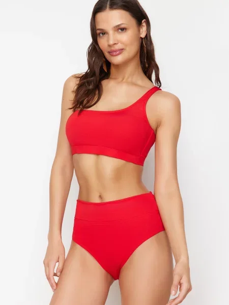 Bikini Trendyol cu talie înaltă roșu
