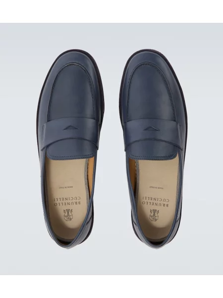 Pantofi loafer Brunello Cucinelli din piele albastru