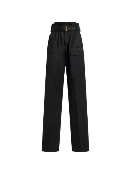 Cu centură pantaloni Etro de lână negru