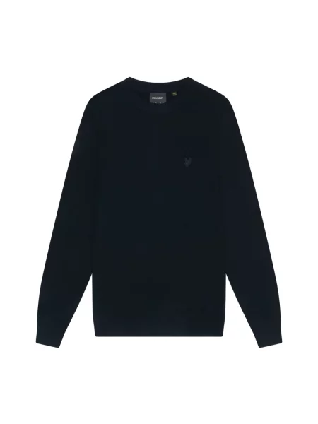 Sweter Lyle & Scott z okrągłym dekoltem niebieski