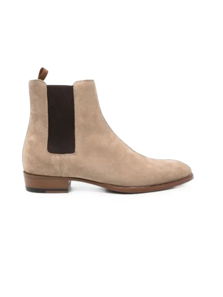Botki Saint Laurent skórzane beżowe