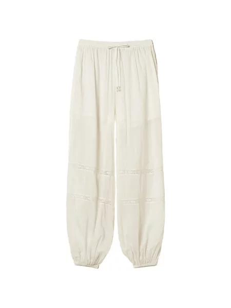 Pantaloni Twinset din dantelă alb