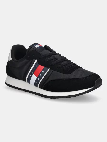 Tommy Jeans Sneakers | piele întoarsă negru