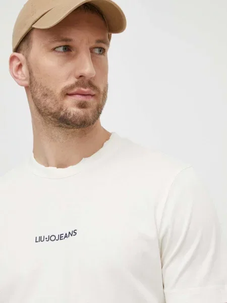Liu Jo t-shirt beżowy z aplikacją