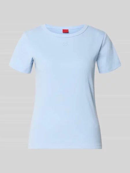 T-shirt o kroju regular fit z mieszanki bawełny model DELORIS' Hugo niebieska