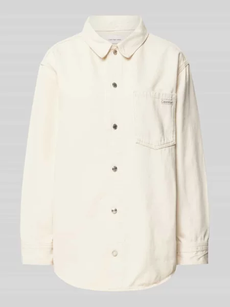 Koszulowa bluzka o kroju regular fit z mieszanki bawełny z domieszką lnu Calvin Klein Jeans