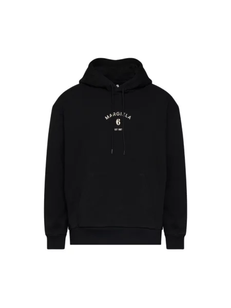 Bluza z kapturem Mm6 Maison Margiela z kapturem z nadrukiem czarna