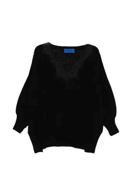 Pulover cu decolteu în v Mes Demoiselles cu decolteu în V din dantelă negru