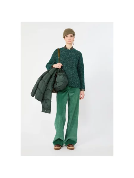 Lniana krótka kurtka puchowa Weekend Max Mara zielona