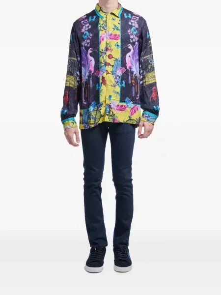 Cămașă de blugi Versace Jeans Couture cu imagine negru
