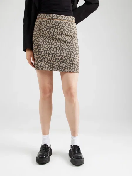 BOSS Orange szoknya bézs mini ceruza fazonú fekete