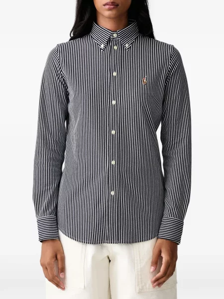 Prugasta mrežasta košulja Polo Ralph Lauren s autogramom plava