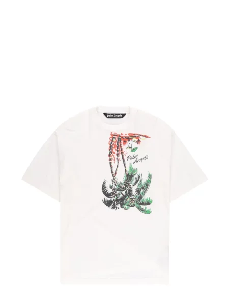 Tricou Palm Angels cu imagine alb