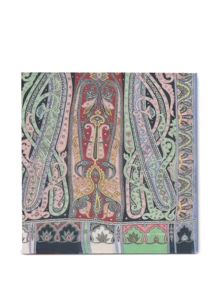 Šal Etro s printom s paisley uzorkom crna
