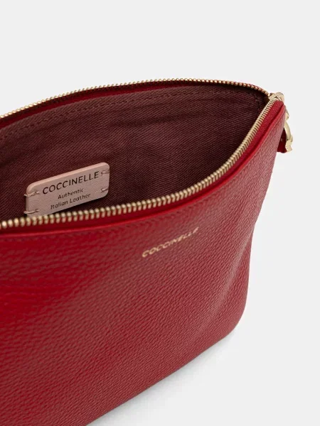Coccinelle чанта през рамо дамска от кожа червено
