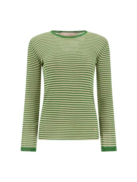 Lniany sweter Valentino Garavani z nadrukiem zielony