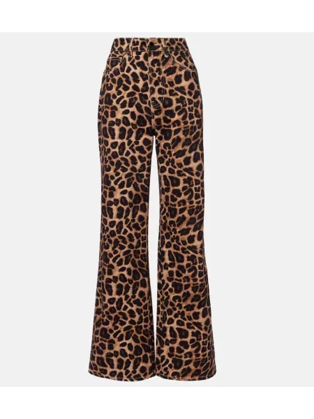 Pantaloni Veronica Beard cu talie înaltă cu imagine cu model leopard bej