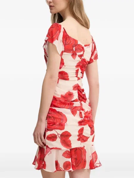 Rochie mini Gaudi cu model floral cu imagine de costum roșu