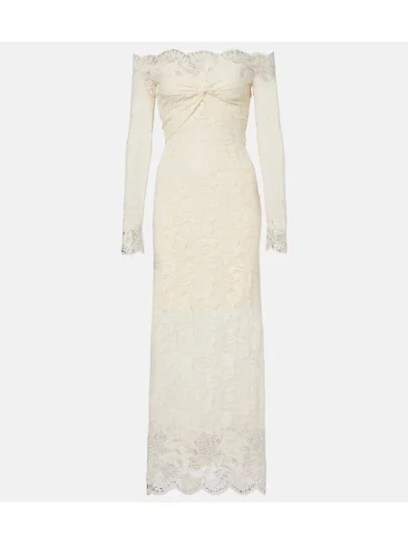 Rochie midi Rabanne din dantelă până la genunchi de costum alb