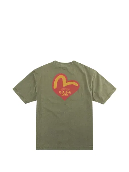 Tricou Evisu cu motiv cu inimi verde