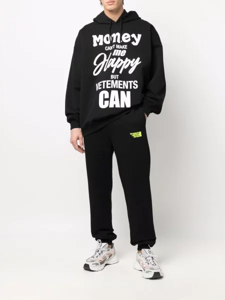 Суичър с качулка Vetements с принт черно