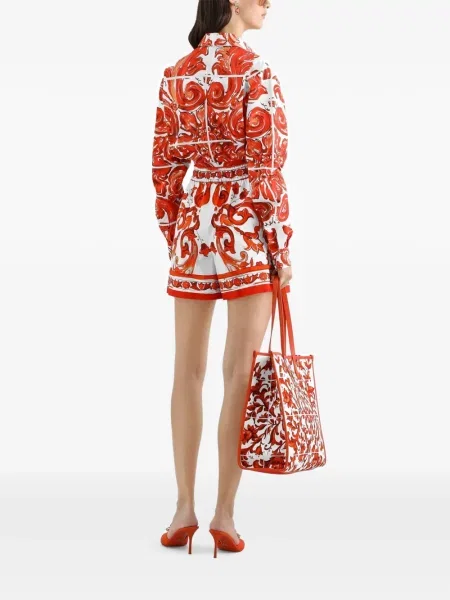 Cămașă Dolce & Gabbana cu imagine din poplin roșu