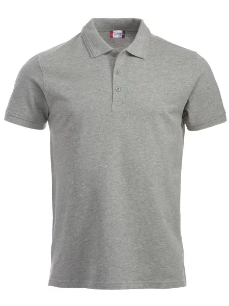 Clique Polo Manhattan grey melange – kołnierz z 2 prążkami jaquard szara