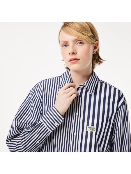 Lacoste Koszula Z Bawełny Popelinowej W Paski X Bandier biała