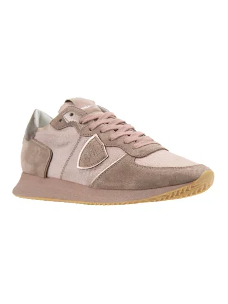 Sneakersy Philippe Model zamszowe wiązane różowe