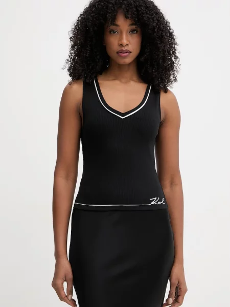 Karl Lagerfeld top femei cu vâscoză negru