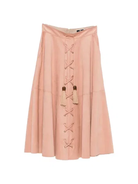 Fustă midi Elisabetta Franchi până la genunchi roz